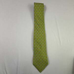Hermès Vintage Silk Tie Lime Green Hippo Motif Animal Print